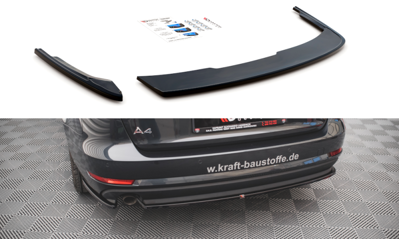 Maxton Heck Ansatz Flaps Diffusor für Audi A4 Avant B9 schwarz Hochglanz AU-A4-B9-AV-RSD1-G