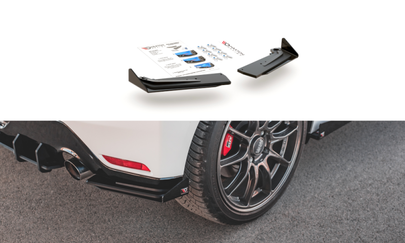Maxton Racing Heck Ansatz Flaps Diffusor +Flaps für Toyota GR Yaris Mk4 schwarz Hochglanz TOYA4GR4CNC-RSD1B+RSF1-G
