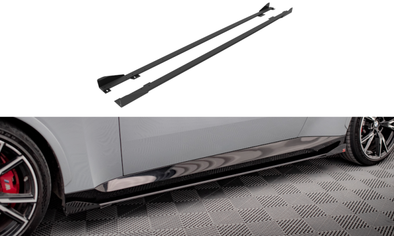 Maxton Street Pro Seitenschweller Ansatz für + Flaps BMW 2 Coupe M-Paket / M240i G42 schwarz Hochglanz BM242MPACKCNC-SD1B+SF1-G