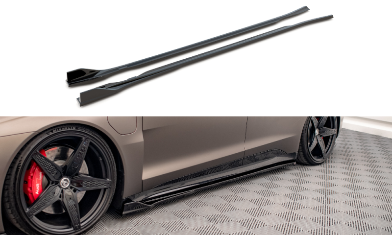 Maxton Seitenschweller Ansatz für V.2 für Audi e-Tron GT / RS GT Mk1 schwarz Hochglanz AU-ETRON-1-RS-SD2-G