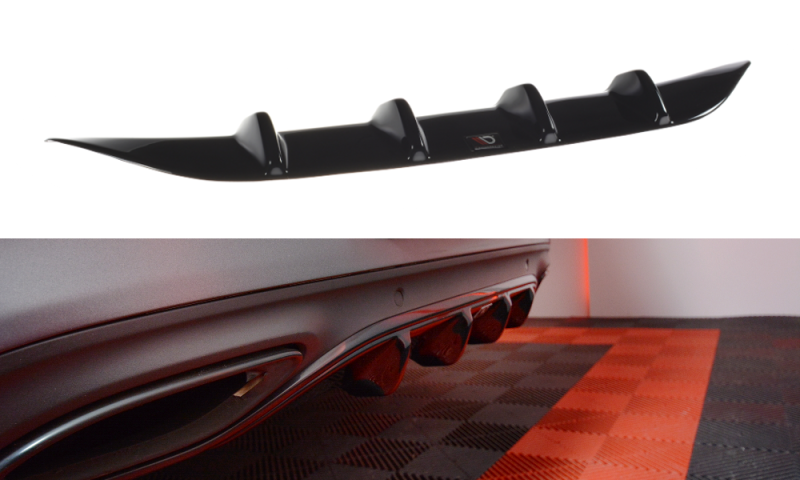 Maxton Diffusor Heck Ansatz für MERCEDES- BENZ C-KLASSE W205 COUPE AMG-LINE schwarz Hochglanz ME-C-205-AMGLINE-C-RS1-G