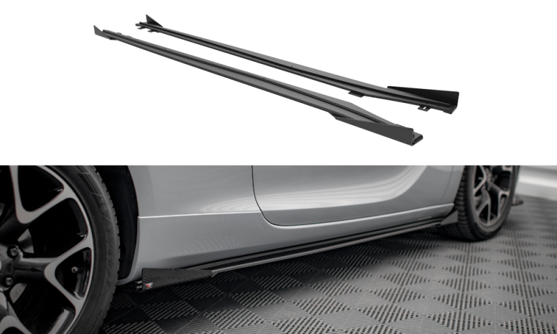 Maxton Street Pro Seitenschweller Ansatz für + Flaps Opel Astra GTC OPC-Line J schwarz Hochglanz OPASJGTCOPCLINECNC-SD1B+SF1-G