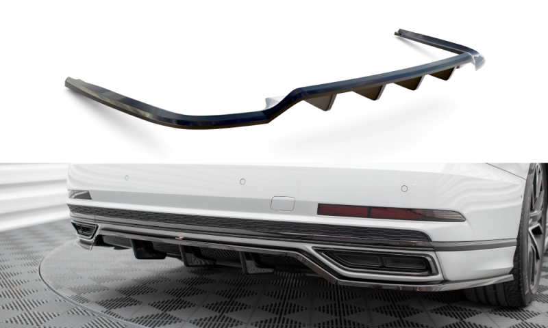 Maxton Mittlerer Diffusor Heck Ansatz DTM Look für Audi A8 S-Line D5 schwarz Hochglanz AU-A8-D5-SLINE-RD1G+RD2-G