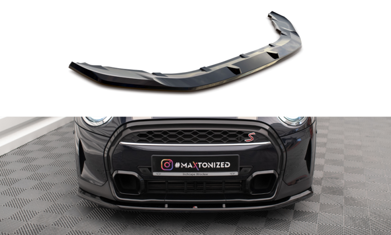 Maxton Front Ansatz V.1 für Mini Cooper S F56 Facelift schwarz Hochglanz MC-S-3F-56-JCW-FD1-G