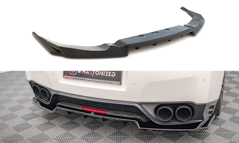 Maxton Mittlerer Diffusor Heck Ansatz DTM Look für Nissan GTR R35 Facelift schwarz Hochglanz NI-GTR-4F2-RD1G+RD2-G