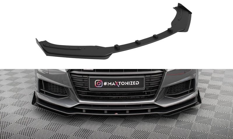 Maxton Street Pro Front Ansatz + Flaps Audi TT S / S-Line 8S schwarz Hochglanz AUTT3SLINECNC-FD1BRB+FSF1-G