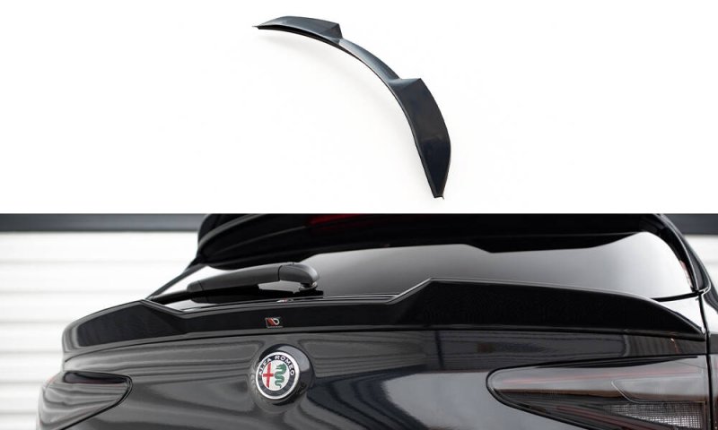 Maxton Unterer HeckSpoiler CAP Abrisskante 3D Alfa Romeo Stelvio Mk1 schwarz Hochglanz AL-ST-1-QV-CAP2-G