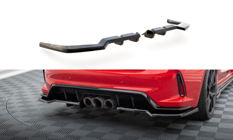 Maxton Mittlerer Diffusor Heck Ansatz DTM Look für V.1 Honda Civic Type-R Mk 11 schwarz Hochglanz HO-CI-11-TYPE-R-RSD1G+RD1-G