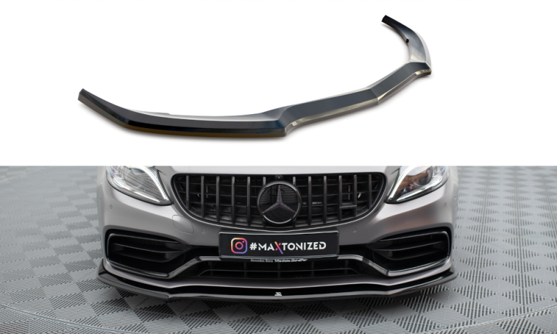 Maxton Front Ansatz V.1 Mercedes-AMG C63 Limousine / Kombi W205 Facelift schwarz Hochglanz ME-C-205F-63-FD1-G