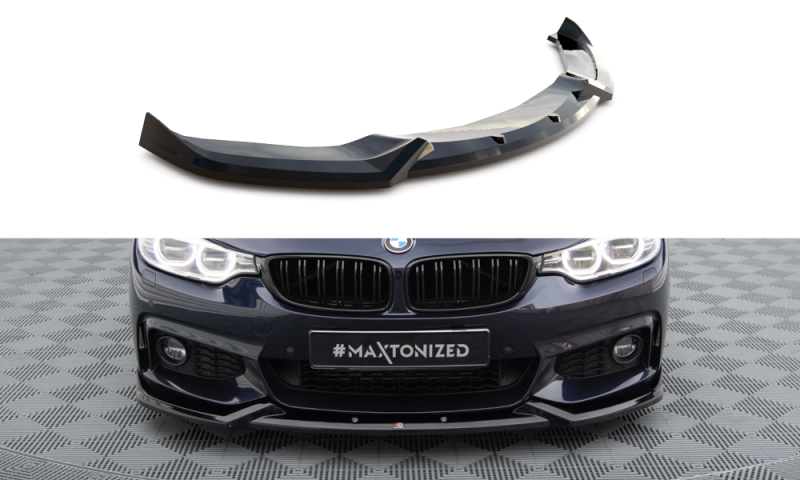 Maxton Front Ansatz V.5 BMW 4er Coupe / Gran Coupe / Cabrio M-Paket F32 / F36 / F33 schwarz Hochglanz BM-4-F36-GC-MPACK-FD1-G