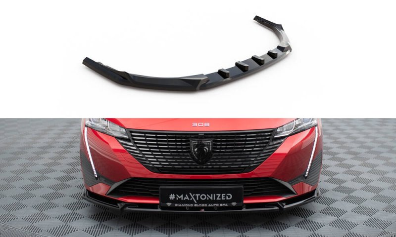 Maxton Front Ansatz V.2 Peugeot 308 Mk3 schwarz Hochglanz PE-308-3-SW-FD2-G