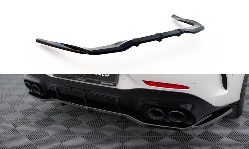 Maxton Mittlerer Cup Diffusor Heck Ansatz Mercedes-AMG GT 43 4 Door Coupe V8 Styling Package schwarz Hochglanz ME-GT-4D-43-V8-RD1G+RD2-G