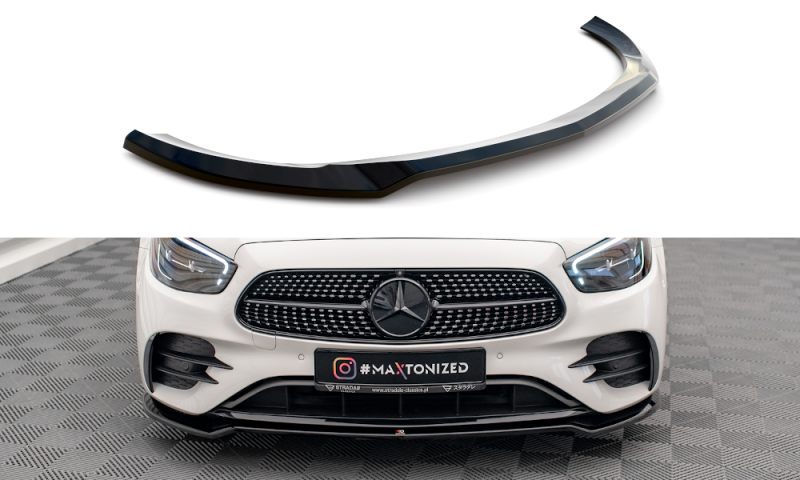 Maxton Front Ansatz V.1 für Mercedes-Benz E AMG-Line W213 Facelift schwarz Hochglanz ME-E-213F-AMGLINE-FD1-G