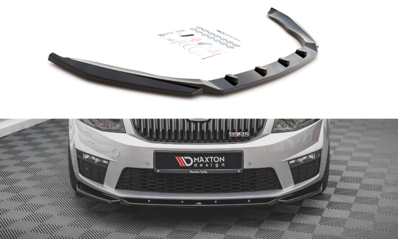 Maxton Front Ansatz V.4 für Skoda Octavia RS Mk3 schwarz Hochglanz SK-OC-3-RS-FD4-G