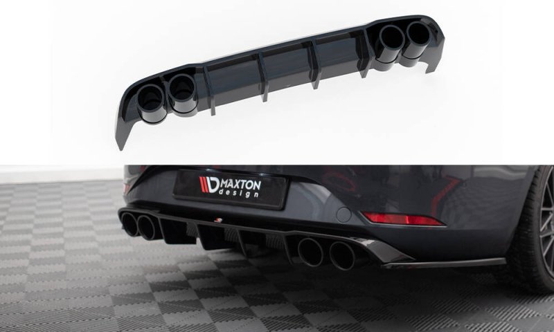 Maxton Diffusor Heck Ansatz + Endschalldampfer Sportauspuff Attrappe Seat Leon ST FR Mk4 SE-LE-4-FR-ST-RS2G+RS2RG+BLACK