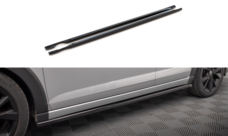 Maxton Seitenschweller Ansatz für Volkswagen Taigo R-Line Mk1 schwarz Hochglanz VW-TA-1-RLINE-SD1-G