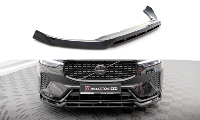 Maxton Front Ansatz für Volvo XC60 R-Design Mk2 Facelift schwarz Hochglanz VO-XC60-2F-RDESIGN-FD1G+FD1R-G