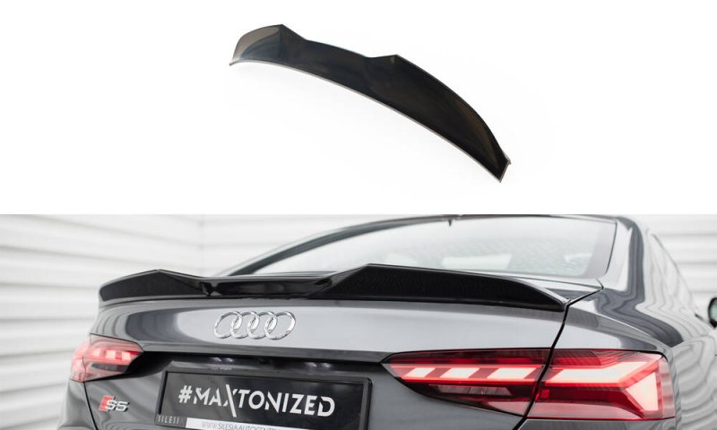Maxton Spoiler CAP Abrisskante 3D Audi S5 Coupe / A5 S-Line Coupe F5 Facelift schwarz Hochglanz AU-S5-2F-CAP1-G