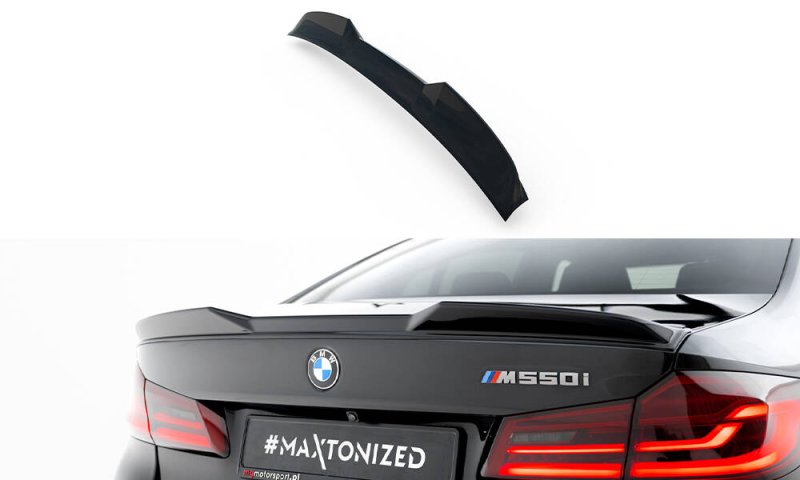 Maxton Spoiler CAP Abrisskante 3D BMW M550i / 5 M-Paket Limousine G30 schwarz Hochglanz BM-5-G30-MPACK-CAP3D1-G