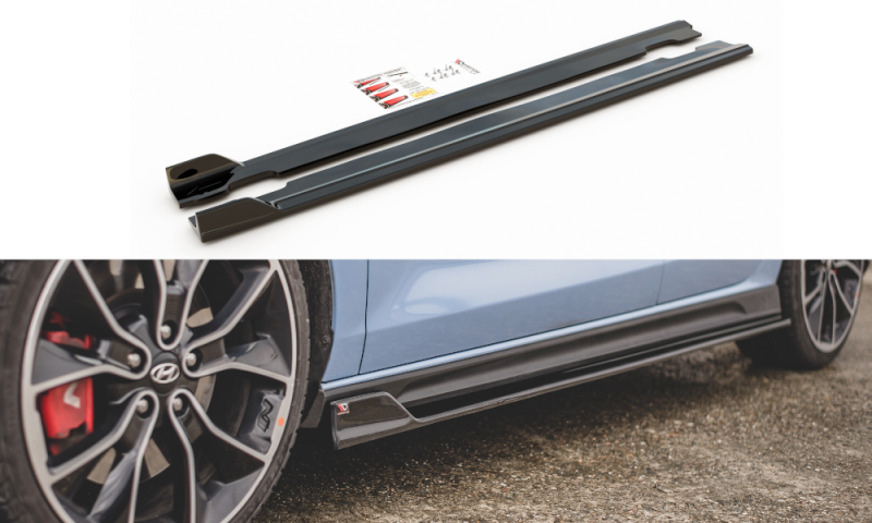 Maxton Seitenschweller Ansatz für V.5 Hyundai I30 N Mk3 / Mk3 FL Hatchback/ Fastback schwarz Hochglanz HY-I30-3-N-SD4-G