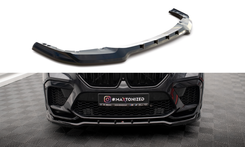 Maxton Front Ansatz V.1 für BMW X6 M F96 schwarz Hochglanz BM-X6-F96-M-FD1-G