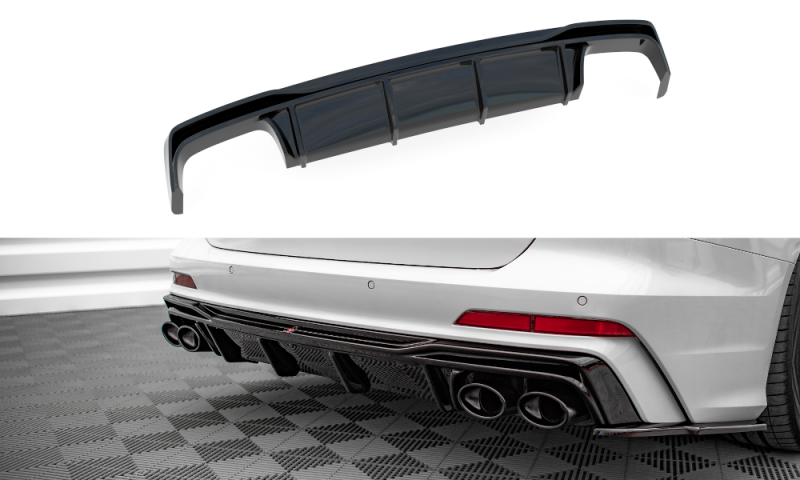 Maxton Diffusor Heck Ansatz für Audi S6 C8 schwarz Hochglanz AU-A6-C8-SLINE-RS1G+RS1R-G