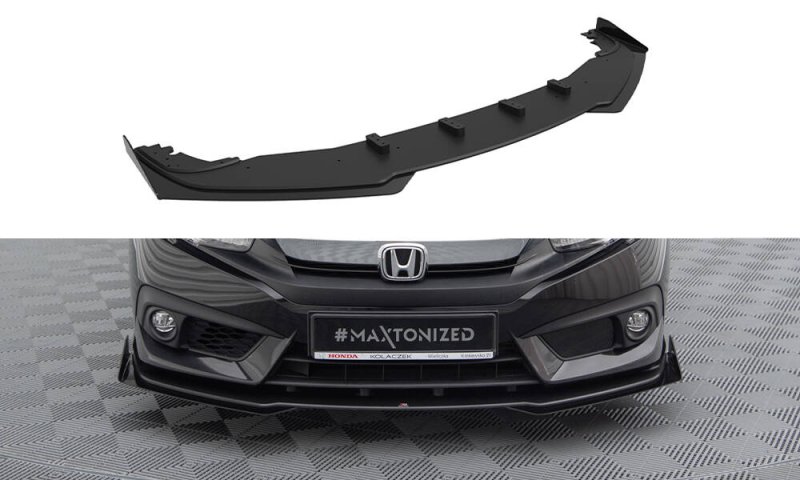 Maxton Street Pro Front Ansatz + Flaps Honda Civic Mk10 schwarz Hochglanz HOCI10CNC-FD1B+FSF1-G