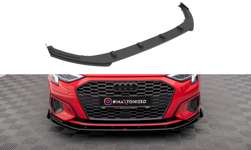 Maxton Street Pro Front Ansatz für +Flaps für + Flaps Audi A3 8Y schwarz Hochglanz AUA38YCNC-FD1B+FSF1-G