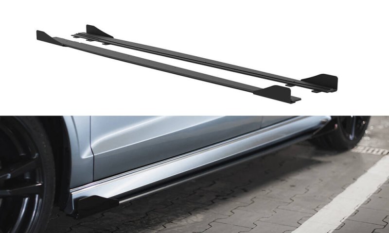 Maxton Street Pro Seitenschweller Ansatz + Flaps Audi S3 / A3 S-Line Limousine 8V schwarz Hochglanz AUS33SCNC-SD1B+SF1-G