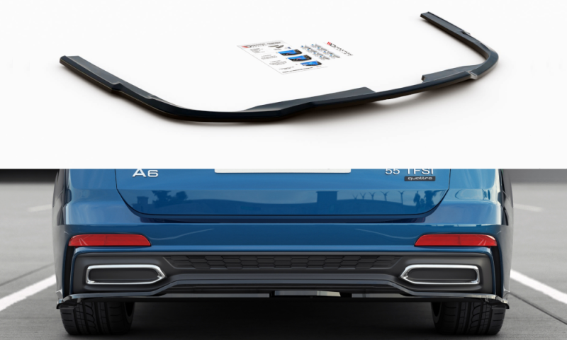 Maxton Mittlerer Diffusor Heck Ansatz für Audi A6 S-Line Avant C8 schwarz Hochglanz AU-A6-C8-SLINE-RD1-G