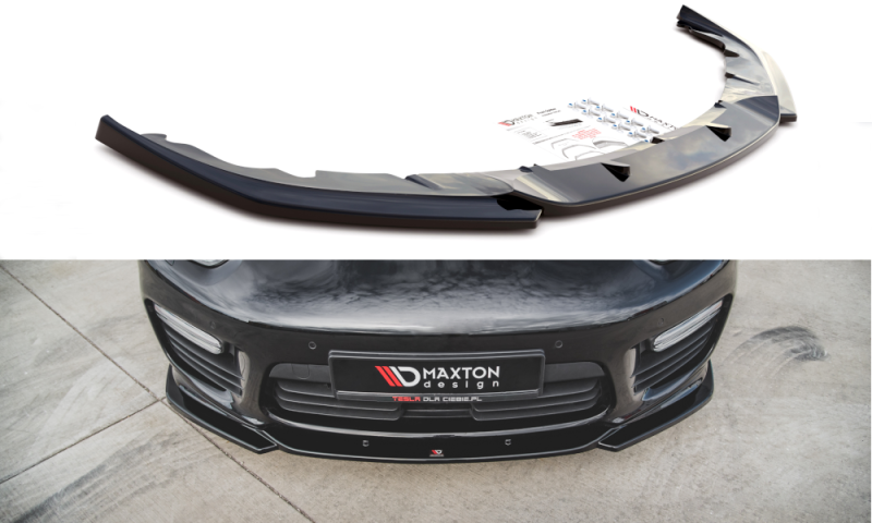 Maxton Front Ansatz V.2 für Porsche Panamera Turbo 970 Facelift schwarz Hochglanz PO-PA-970-T-FD2-G