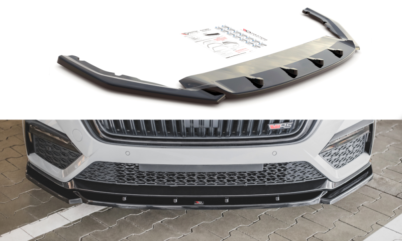 Maxton Front Ansatz V.3 für Skoda Octavia RS Mk4 schwarz Hochglanz SK-OC-4-RS-FD3-G