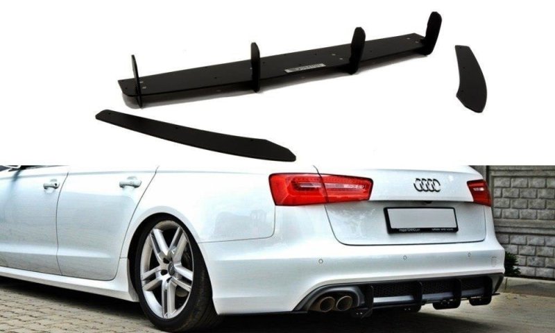 Maxton Heckschürze & Heck Ansatz Flaps Diffusor für Audi A6 S-Line C7 (auspuffendrohr 1x2) AU-A6-C7-SLINE-AV-CNC-RS1