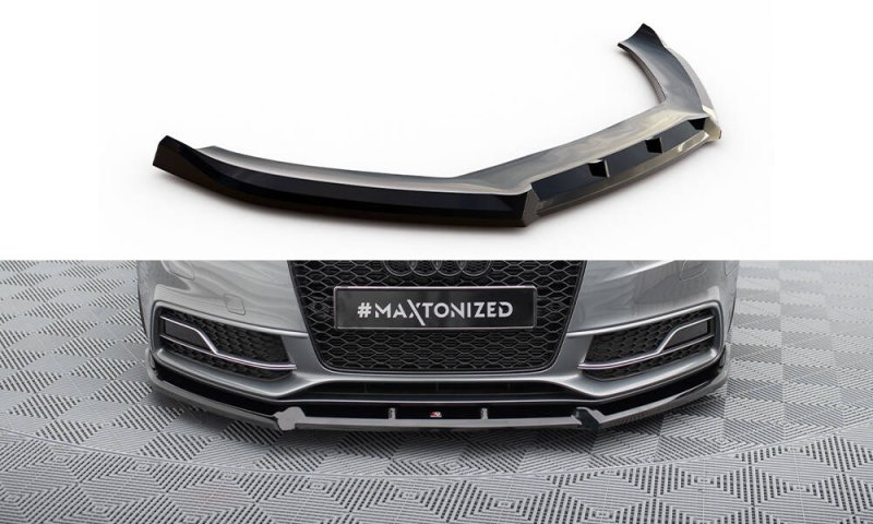 Maxton Front Ansatz V.3 Audi S5 / A5 S-Line Coupe / Sportback 8T Facelift schwarz Hochglanz AU-S5-1F-FD1-G