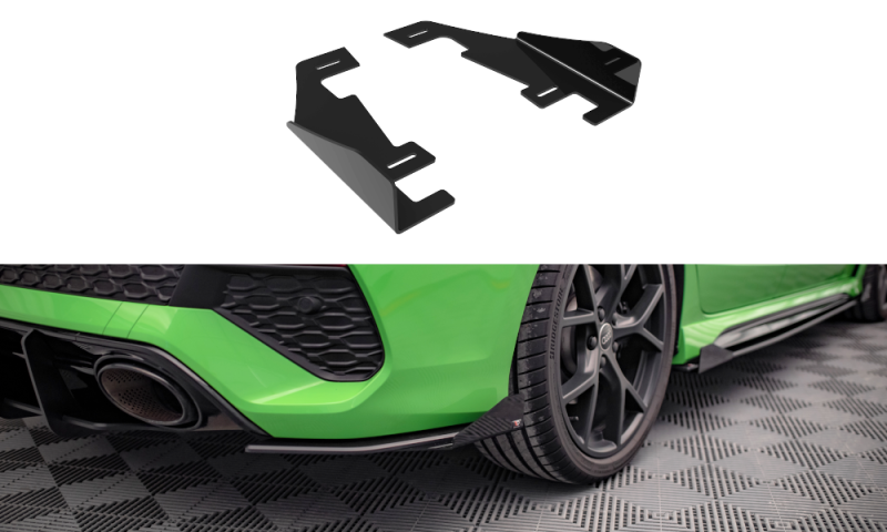 Maxton Hintere Seiten Flaps für Audi RS3 Limousine 8Y schwarz Hochglanz AURS38YSCNC-RSF1-G