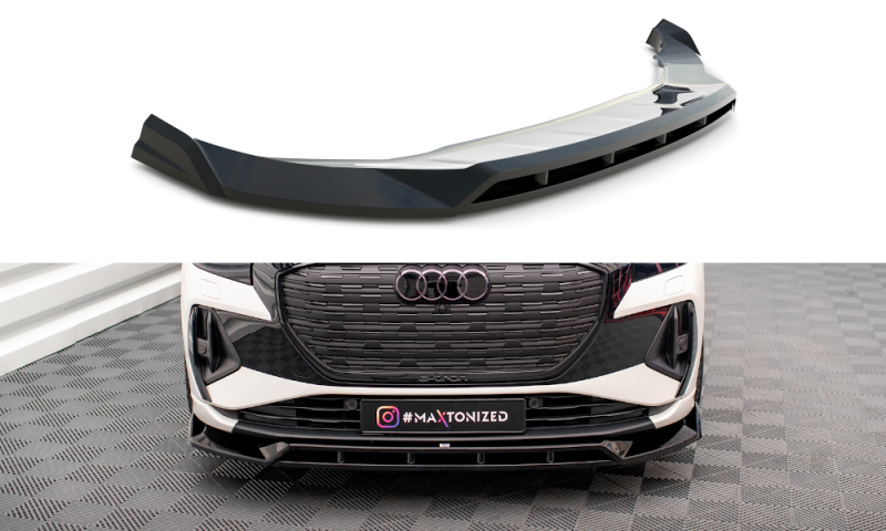 Maxton Front Ansatz V.2 für Audi Q4 e-tron Sportback Mk1 schwarz Hochglanz AU-Q4-ETRON-1-SB-FD2G+FD2R-G