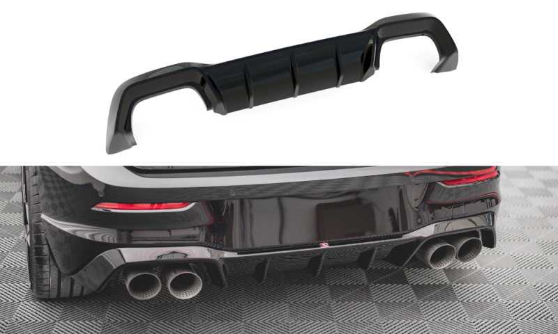 Maxton Diffusor Heck Ansatz V.1 für Volkswagen Golf R Mk8 schwarz Hochglanz VW-GO-8-R-RS1-G