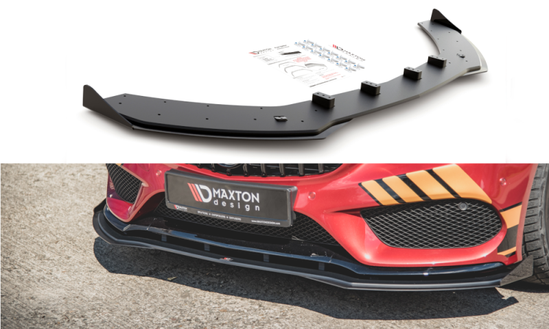 Maxton Racing Front Ansatz für passend +Flaps für Mercedes - AMG C43 Coupe C205 schwarz Hochglanz MEC20543AMGCNC-FD1B+FSF1-G