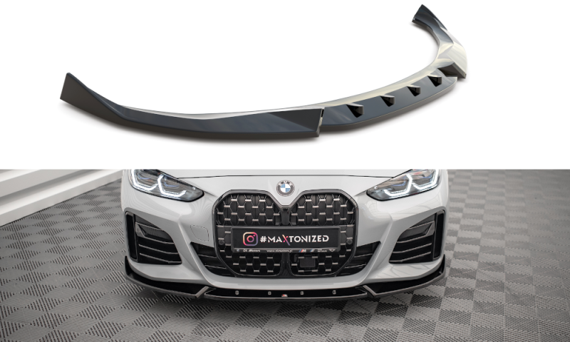 Maxton Front Ansatz V.2 für BMW 4er / i4 Gran Coupe M-Paket G26 schwarz Hochglanz BM-4-G26-MPACK-GC-FD2-G