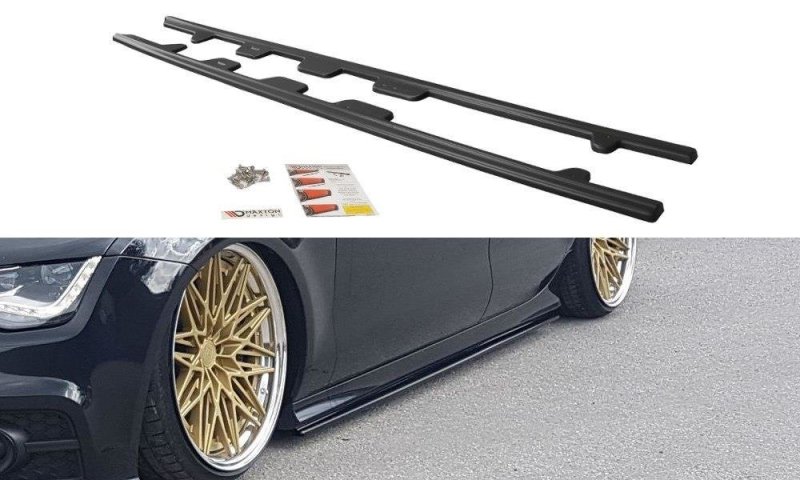 Maxton Seitenschweller Ansatz für Audi S7 / A7 S-Line C7 schwarz Hochglanz AU-A7-1-SLINE-SD1-G