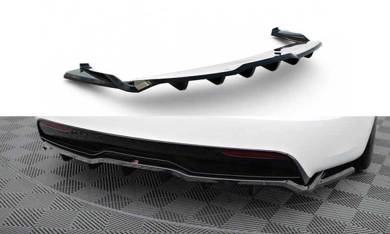 Maxton Mittlerer Cup Diffusor Heck Ansatz V.2 Tesla Model S Plaid Mk1 Facelift schwarz Hochglanz TE-MODELS-1F2-PL-RD2G+RD3-G