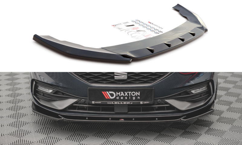 Maxton Front Ansatz V.2 für Seat Leon FR Mk4 schwarz Hochglanz SE-LE-4-FR-FD2-G