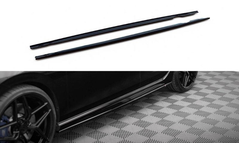 Maxton Seitenschweller Ansatz V.3 VW Golf R Mk8 schwarz Hochglanz VW-GO-8-R-SD3-G