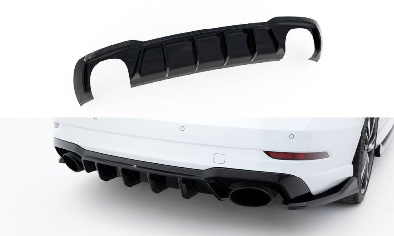 Maxton Diffusor Heck Ansatz V.2 Audi RS3 Limousine 8V Facelift schwarz Hochglanz AU-RS3-8VF-S-RS2-G