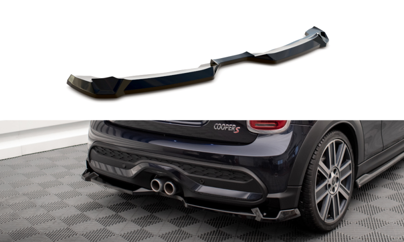 Maxton Zentrale Hinten Splitte Mini Cooper S F56 Facelift schwarz Hochglanz MC-S-3F-56-JCW-RD1-G