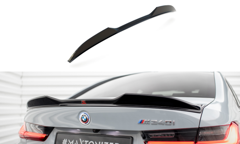 Maxton Spoiler CAP für 3D BMW 3er M340i / M-Paket Limousine G20 Facelift schwarz Hochglanz BM-3-G20F-MPACK-CAP1-G
