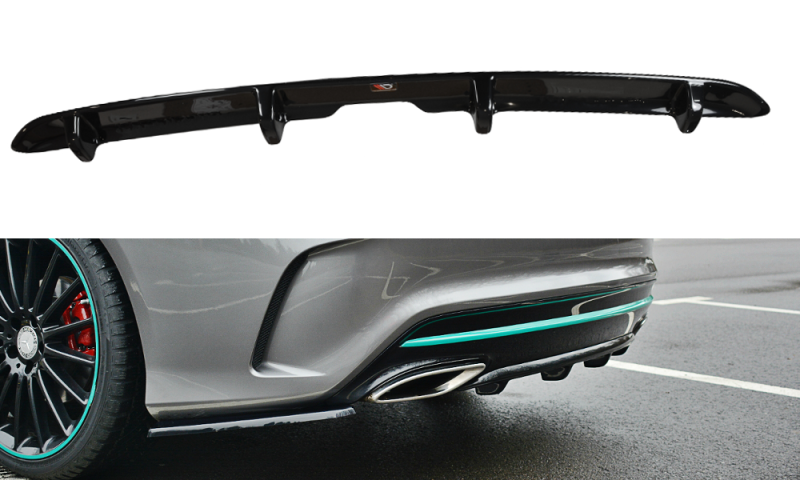 Maxton Diffusor Heck Ansatz für Mercedes CLA C117 AMG-LINE FACELIFT  schwarz Hochglanz ME-CLA-117F-AMGLINE-RS1-G
