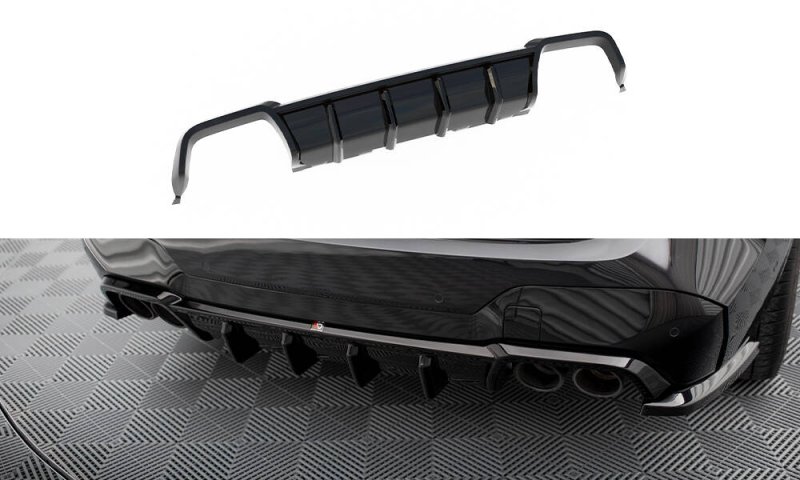 Maxton Diffusor Heck Ansatz BMW X3 M F97 / F97 Facelift schwarz Hochglanz BM-X3M-F97F-RS1GOO_OO+RS1R-G