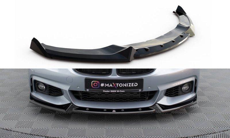 Maxton Front Ansatz V.4 BMW 4er Coupe / Gran Coupe / Cabrio M-Paket F32 / F36 / F33 schwarz Hochglanz BM-4-F32-MPACK-FD4-G