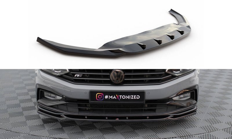 Maxton Front Ansatz V.2 VW Passat R-Line B8 Facelift schwarz Hochglanz VW-PA-B8F-RLINE-FD2-G